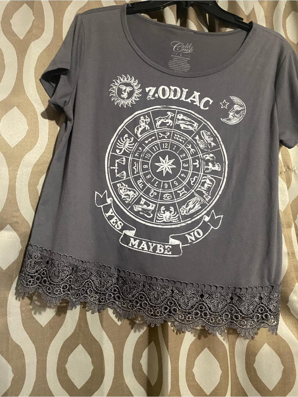 Zodiac Lace-Hem Short Sleeve Tee by Zodiac - Gray